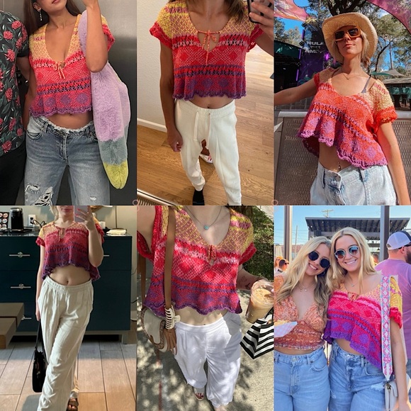 NEW Free People Lily Sweater Tee In Paradise Combo - Picture 11 of 15